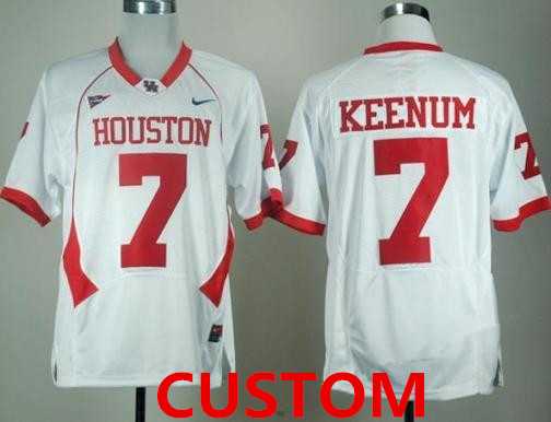 Men%27s University of Houston Customized White Jersey->customized ncaa jersey->Custom Jersey